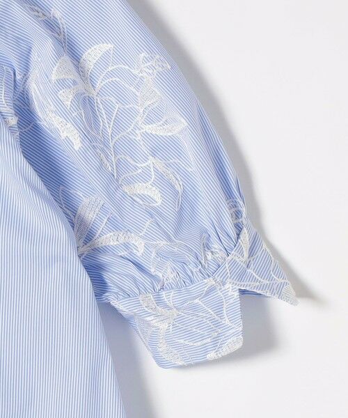 SHIPS / シップス ロング・マキシ丈ワンピース | 《予約》quaranciel:〈洗濯機可能〉ストライプ フラワー刺繍 スキッパー シャツ ワンピース | 詳細20