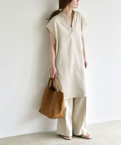 SHIPS / シップス ロング・マキシ丈ワンピース | 《予約》quaranciel:〈洗濯機可能〉スキッパー ワンピース＆イージー ワイドパンツ セットアップ