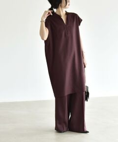 SHIPS / シップス ロング・マキシ丈ワンピース | 《予約》quaranciel:〈洗濯機可能〉スキッパー ワンピース＆イージー ワイドパンツ セットアップ