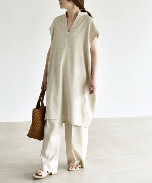 SHIPS / シップス ロング・マキシ丈ワンピース | 《予約》quaranciel:〈洗濯機可能〉スキッパー ワンピース＆イージー ワイドパンツ セットアップ | 詳細2