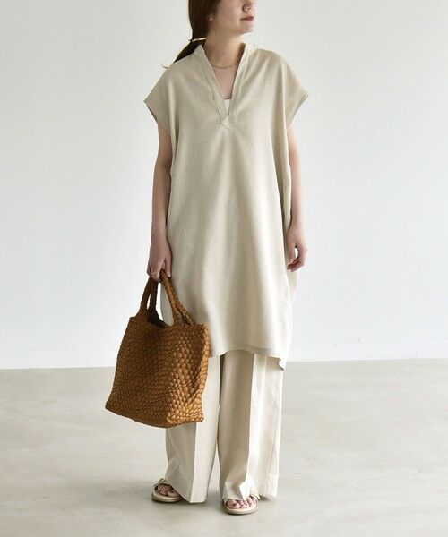 SHIPS / シップス ロング・マキシ丈ワンピース | 《予約》quaranciel:〈洗濯機可能〉スキッパー ワンピース＆イージー ワイドパンツ セットアップ | 詳細9