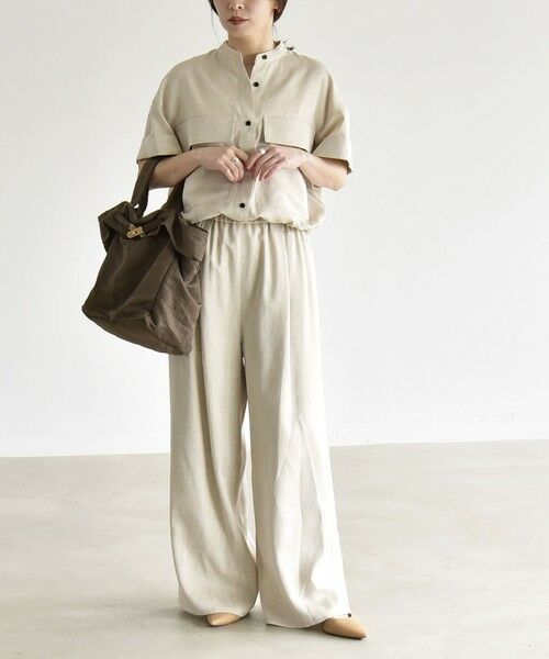 SHIPS / シップス ロング・マキシ丈ワンピース | 《予約》quaranciel:〈洗濯機可能〉ポケットドロスト シャツ＆イージー ワイドパンツ セットアップ（ベージュ）
