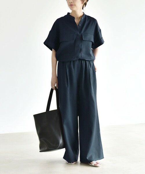 SHIPS / シップス ロング・マキシ丈ワンピース | 《一部追加予約》quaranciel:〈洗濯機可能〉ポケットドロスト シャツ＆イージー ワイドパンツ セットアップ（ネイビー）