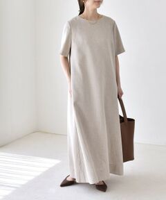 SHIPS / シップス ロング・マキシ丈ワンピース | 《予約》quaranciel:〈洗濯機可能〉リネンライク Aライン クルーネック ロング ワンピース