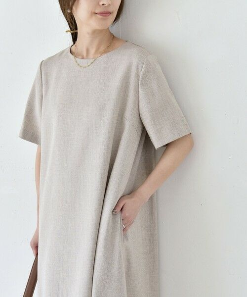 SHIPS / シップス ロング・マキシ丈ワンピース | 《予約》quaranciel:〈洗濯機可能〉リネンライク Aライン クルーネック ロング ワンピース | 詳細11