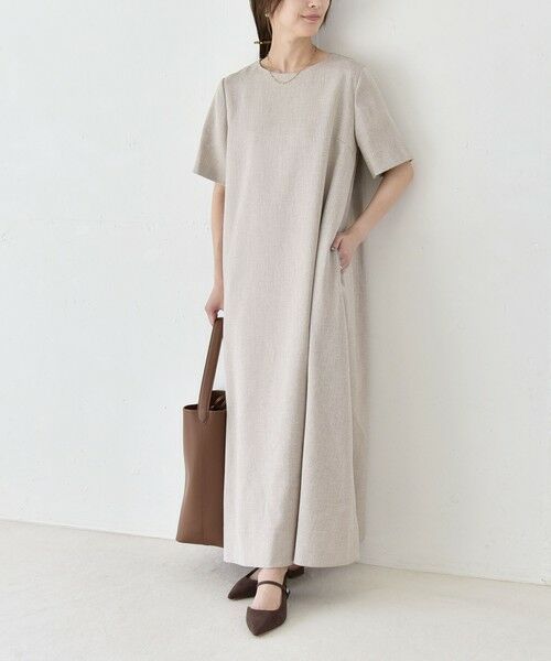 SHIPS / シップス ロング・マキシ丈ワンピース | 《予約》quaranciel:〈洗濯機可能〉リネンライク Aライン クルーネック ロング ワンピース | 詳細12