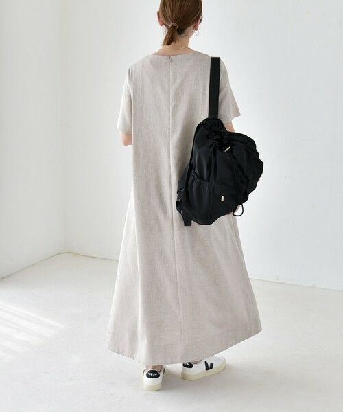 SHIPS / シップス ロング・マキシ丈ワンピース | 《予約》quaranciel:〈洗濯機可能〉リネンライク Aライン クルーネック ロング ワンピース | 詳細14