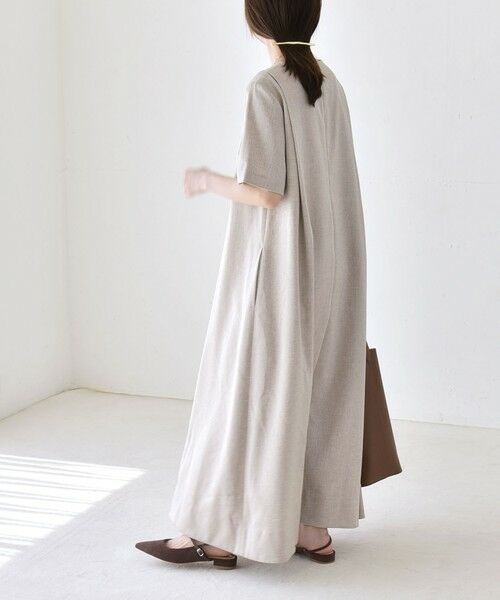 SHIPS / シップス ロング・マキシ丈ワンピース | 《予約》quaranciel:〈洗濯機可能〉リネンライク Aライン クルーネック ロング ワンピース | 詳細4