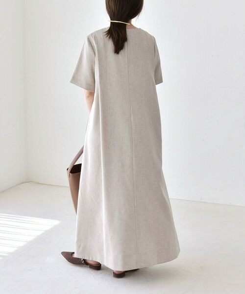 SHIPS / シップス ロング・マキシ丈ワンピース | 《予約》quaranciel:〈洗濯機可能〉リネンライク Aライン クルーネック ロング ワンピース | 詳細5