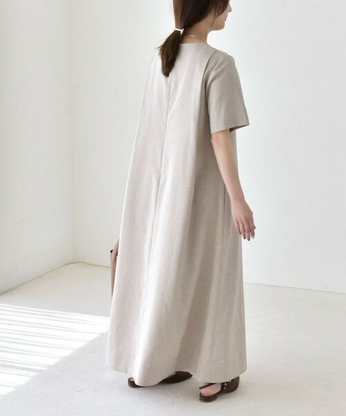 SHIPS / シップス ロング・マキシ丈ワンピース | 《予約》quaranciel:〈洗濯機可能〉リネンライク Aライン クルーネック ロング ワンピース | 詳細6