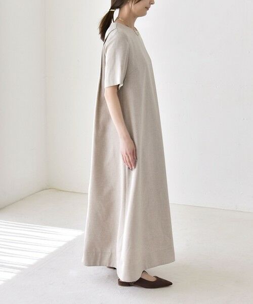 SHIPS / シップス ロング・マキシ丈ワンピース | 《予約》quaranciel:〈洗濯機可能〉リネンライク Aライン クルーネック ロング ワンピース | 詳細7