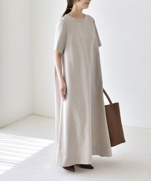SHIPS / シップス ロング・マキシ丈ワンピース | 《予約》quaranciel:〈洗濯機可能〉リネンライク Aライン クルーネック ロング ワンピース | 詳細8