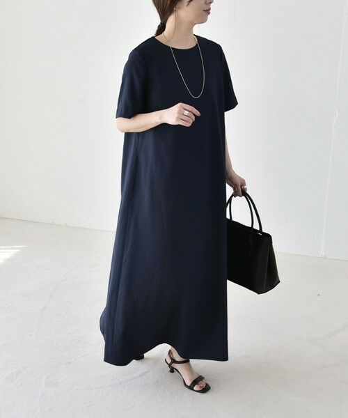 SHIPS / シップス ロング・マキシ丈ワンピース | 《予約》quaranciel:〈洗濯機可能〉リネンライク Aライン クルーネック ロング ワンピース | 詳細26