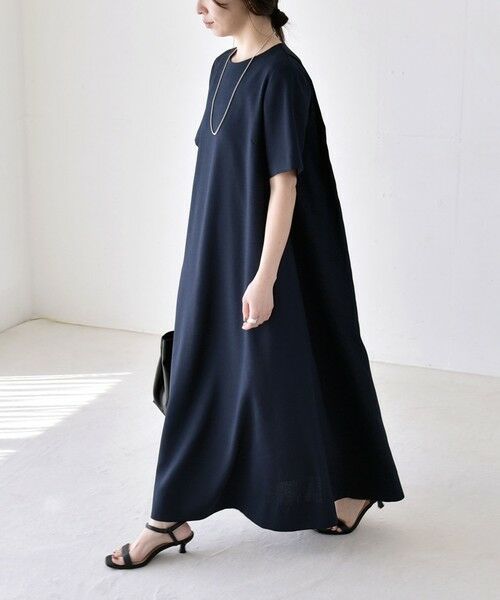 SHIPS / シップス ロング・マキシ丈ワンピース | 《予約》quaranciel:〈洗濯機可能〉リネンライク Aライン クルーネック ロング ワンピース | 詳細27