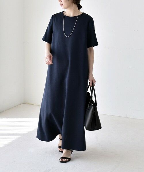 SHIPS / シップス ロング・マキシ丈ワンピース | 《予約》quaranciel:〈洗濯機可能〉リネンライク Aライン クルーネック ロング ワンピース | 詳細28