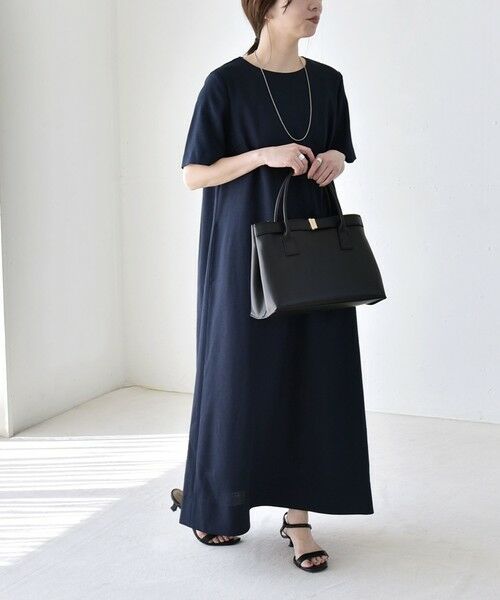SHIPS / シップス ロング・マキシ丈ワンピース | 《予約》quaranciel:〈洗濯機可能〉リネンライク Aライン クルーネック ロング ワンピース | 詳細29