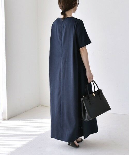 SHIPS / シップス ロング・マキシ丈ワンピース | 《予約》quaranciel:〈洗濯機可能〉リネンライク Aライン クルーネック ロング ワンピース | 詳細30