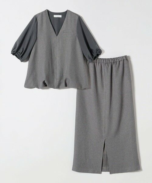SHIPS / シップス ロング・マキシ丈ワンピース | quaranciel:〈洗濯機可能〉Vネック 6分袖 ブラウス & Iライン スカート セットアップ | 詳細6
