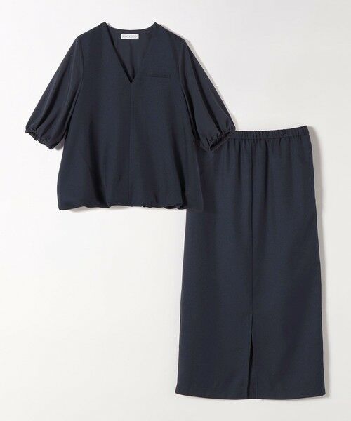 SHIPS / シップス ロング・マキシ丈ワンピース | 《予約》quaranciel:〈洗濯機可能〉Vネック 6分袖 ブラウス & Iライン スカート セットアップ | 詳細17