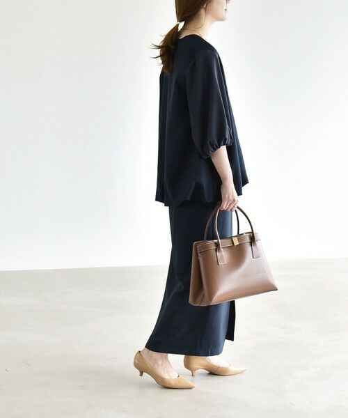 SHIPS / シップス ロング・マキシ丈ワンピース | 《予約》quaranciel:〈洗濯機可能〉Vネック 6分袖 ブラウス & Iライン スカート セットアップ | 詳細7