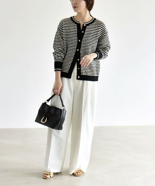 SHIPS / シップス カーディガン・ボレロ | 《予約》quaranciel: ボーダー クルーネック メタルボタン ニット カーディガン | 詳細1