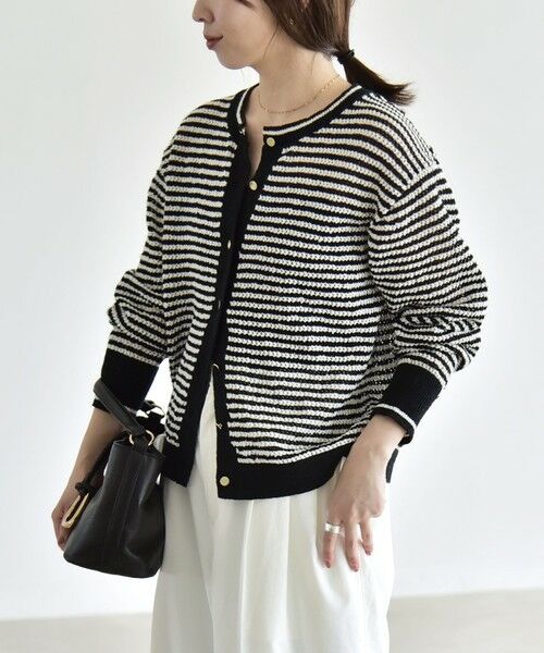 SHIPS / シップス カーディガン・ボレロ | 《予約》quaranciel: ボーダー クルーネック メタルボタン ニット カーディガン | 詳細10