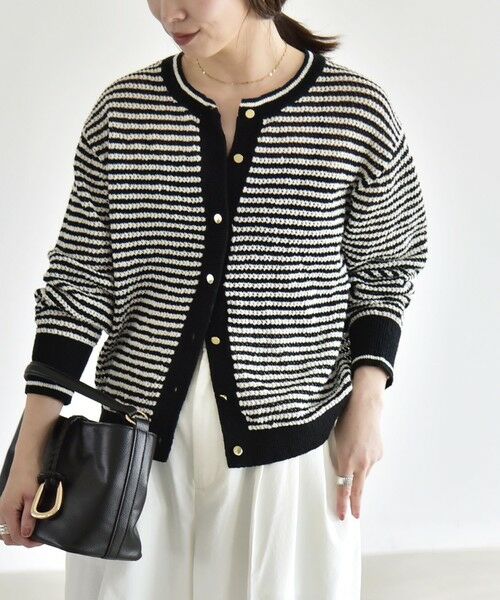 SHIPS / シップス カーディガン・ボレロ | 《予約》quaranciel: ボーダー クルーネック メタルボタン ニット カーディガン | 詳細11