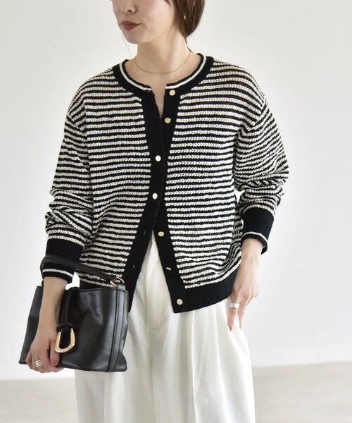 SHIPS / シップス カーディガン・ボレロ | 《予約》quaranciel: ボーダー クルーネック メタルボタン ニット カーディガン | 詳細12