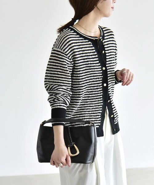 SHIPS / シップス カーディガン・ボレロ | 《予約》quaranciel: ボーダー クルーネック メタルボタン ニット カーディガン | 詳細5