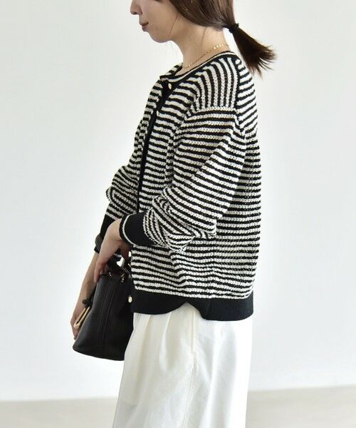 SHIPS / シップス カーディガン・ボレロ | 《予約》quaranciel: ボーダー クルーネック メタルボタン ニット カーディガン | 詳細9