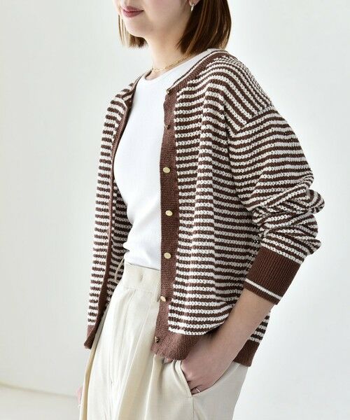 SHIPS / シップス カーディガン・ボレロ | 《予約》quaranciel: ボーダー クルーネック メタルボタン ニット カーディガン | 詳細17