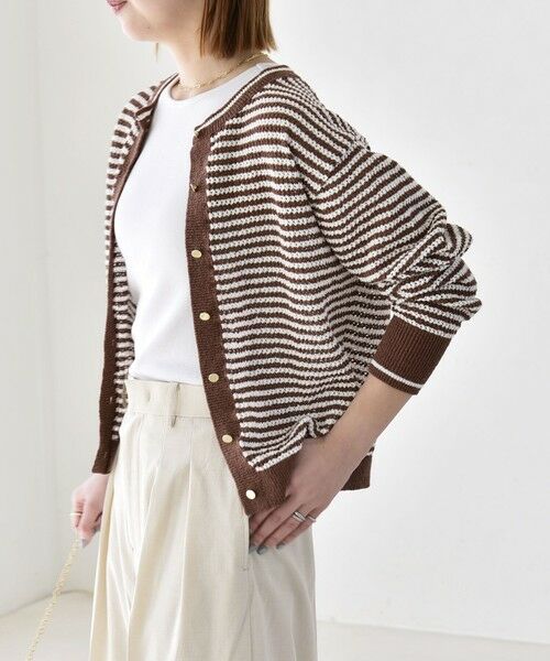 SHIPS / シップス カーディガン・ボレロ | 《予約》quaranciel: ボーダー クルーネック メタルボタン ニット カーディガン | 詳細18