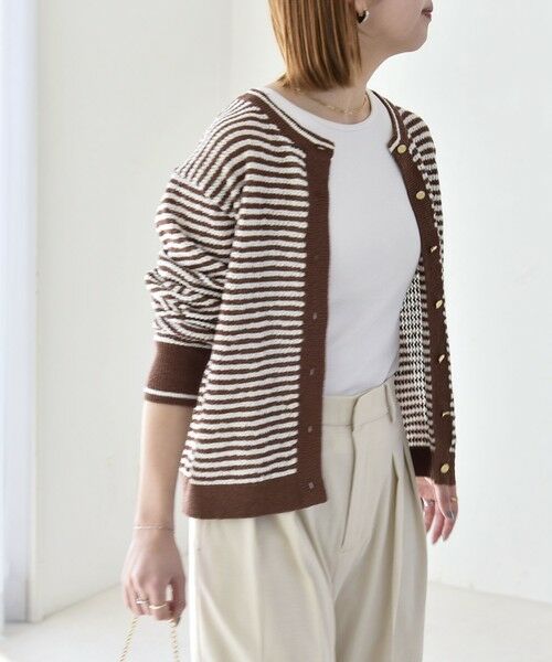 SHIPS / シップス カーディガン・ボレロ | 《予約》quaranciel: ボーダー クルーネック メタルボタン ニット カーディガン | 詳細23