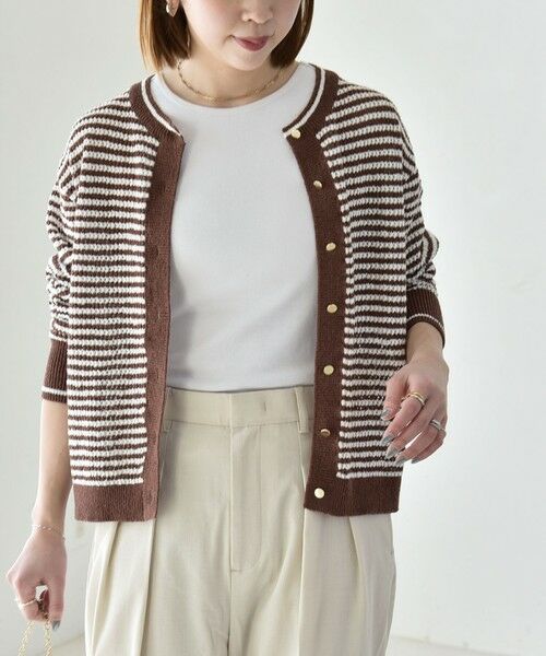 SHIPS / シップス カーディガン・ボレロ | 《予約》quaranciel: ボーダー クルーネック メタルボタン ニット カーディガン | 詳細24