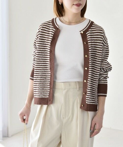 SHIPS / シップス カーディガン・ボレロ | 《予約》quaranciel: ボーダー クルーネック メタルボタン ニット カーディガン | 詳細25