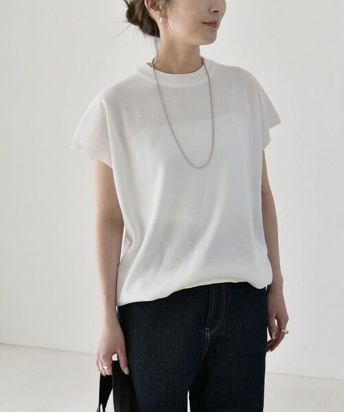 SHIPS / シップス ニット・セーター | 《予約》quaranciel:〈手洗い可能〉ドロスト フレンチスリーブ シアー ニット プルオーバー | 詳細4