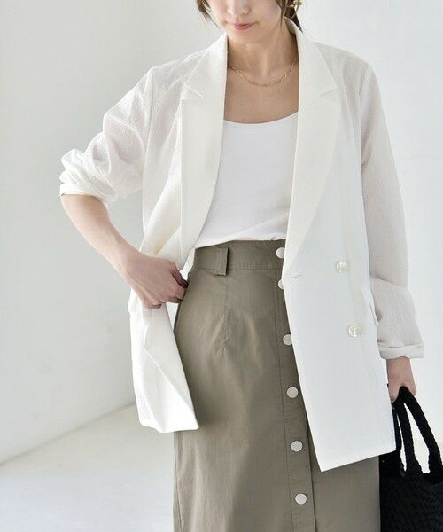 SHIPS / シップス セットアップ | 《予約》quaranciel:〈手洗い可能〉シアー カラミ テーラード ダブル ジャケット | 詳細3