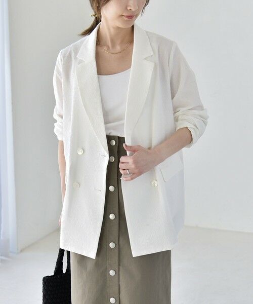 SHIPS / シップス セットアップ | 《予約》quaranciel:〈手洗い可能〉シアー カラミ テーラード ダブル ジャケット | 詳細4