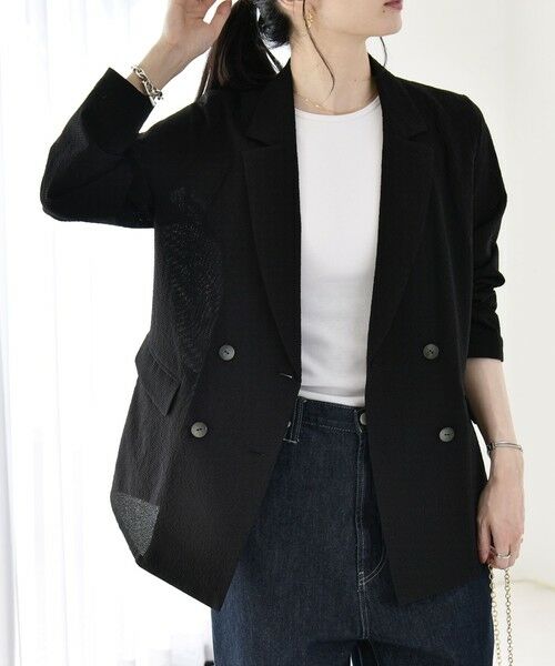 SHIPS / シップス セットアップ | 《予約》quaranciel:〈手洗い可能〉シアー カラミ テーラード ダブル ジャケット | 詳細12