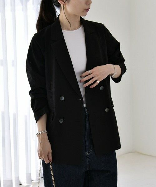 SHIPS / シップス セットアップ | 《予約》quaranciel:〈手洗い可能〉シアー カラミ テーラード ダブル ジャケット | 詳細13