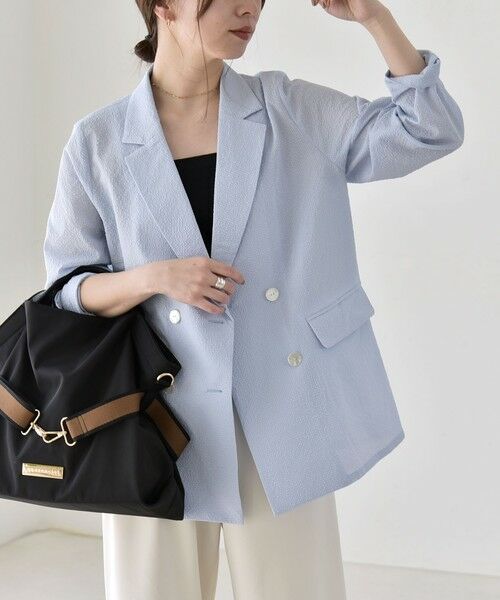 SHIPS / シップス セットアップ | 《予約》quaranciel:〈手洗い可能〉シアー カラミ テーラード ダブル ジャケット | 詳細20