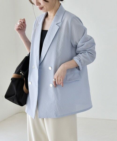 SHIPS / シップス セットアップ | 《予約》quaranciel:〈手洗い可能〉シアー カラミ テーラード ダブル ジャケット | 詳細23