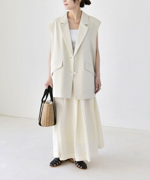 SHIPS / シップス ベスト | 《予約》quaranciel: リネン ミックス テーラード オーバー ジレ | 詳細1