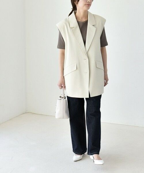 SHIPS / シップス ベスト | 《予約》quaranciel: リネン ミックス テーラード オーバー ジレ | 詳細10