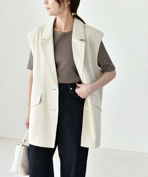 SHIPS / シップス ベスト | 《予約》quaranciel: リネン ミックス テーラード オーバー ジレ | 詳細11