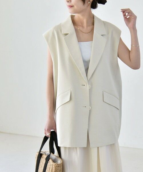 SHIPS / シップス ベスト | 《予約》quaranciel: リネン ミックス テーラード オーバー ジレ | 詳細3