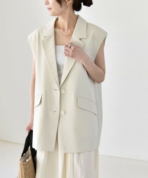 SHIPS / シップス ベスト | 《予約》quaranciel: リネン ミックス テーラード オーバー ジレ | 詳細4