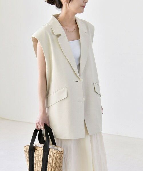 SHIPS / シップス ベスト | 《予約》quaranciel: リネン ミックス テーラード オーバー ジレ | 詳細8