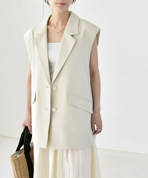SHIPS / シップス ベスト | 《予約》quaranciel: リネン ミックス テーラード オーバー ジレ | 詳細9