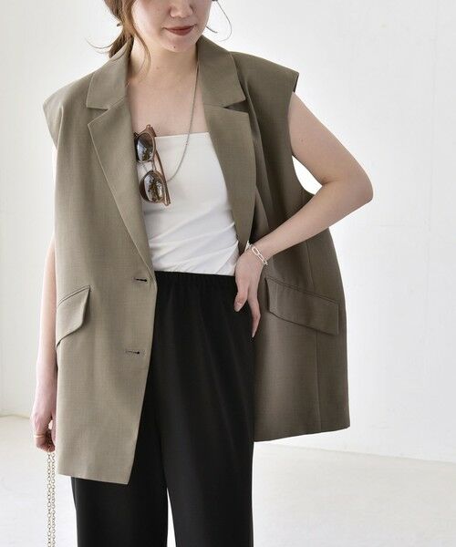 SHIPS / シップス ベスト | 《予約》quaranciel: リネン ミックス テーラード オーバー ジレ | 詳細16
